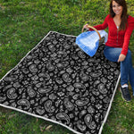 Black Paisley Bandana Pattern Print Quilt