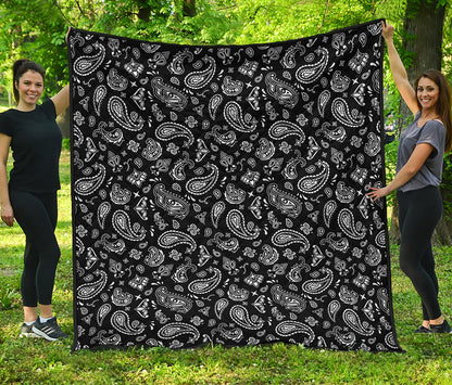 Black Paisley Bandana Pattern Print Quilt