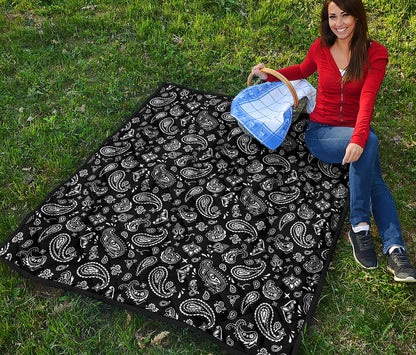 Black Paisley Bandana Pattern Print Quilt