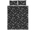 Black Paisley Bandana Pattern Print Quilt Bed Set