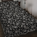 Black Paisley Bandana Pattern Print Quilt Bed Set