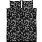 Black Paisley Bandana Pattern Print Quilt Bed Set