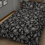 Black Paisley Bandana Pattern Print Quilt Bed Set