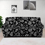 Black Paisley Bandana Pattern Print Sofa Cover