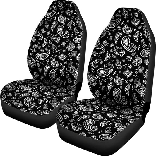 Black Paisley Bandana Pattern Print Universal Fit Car Seat Covers
