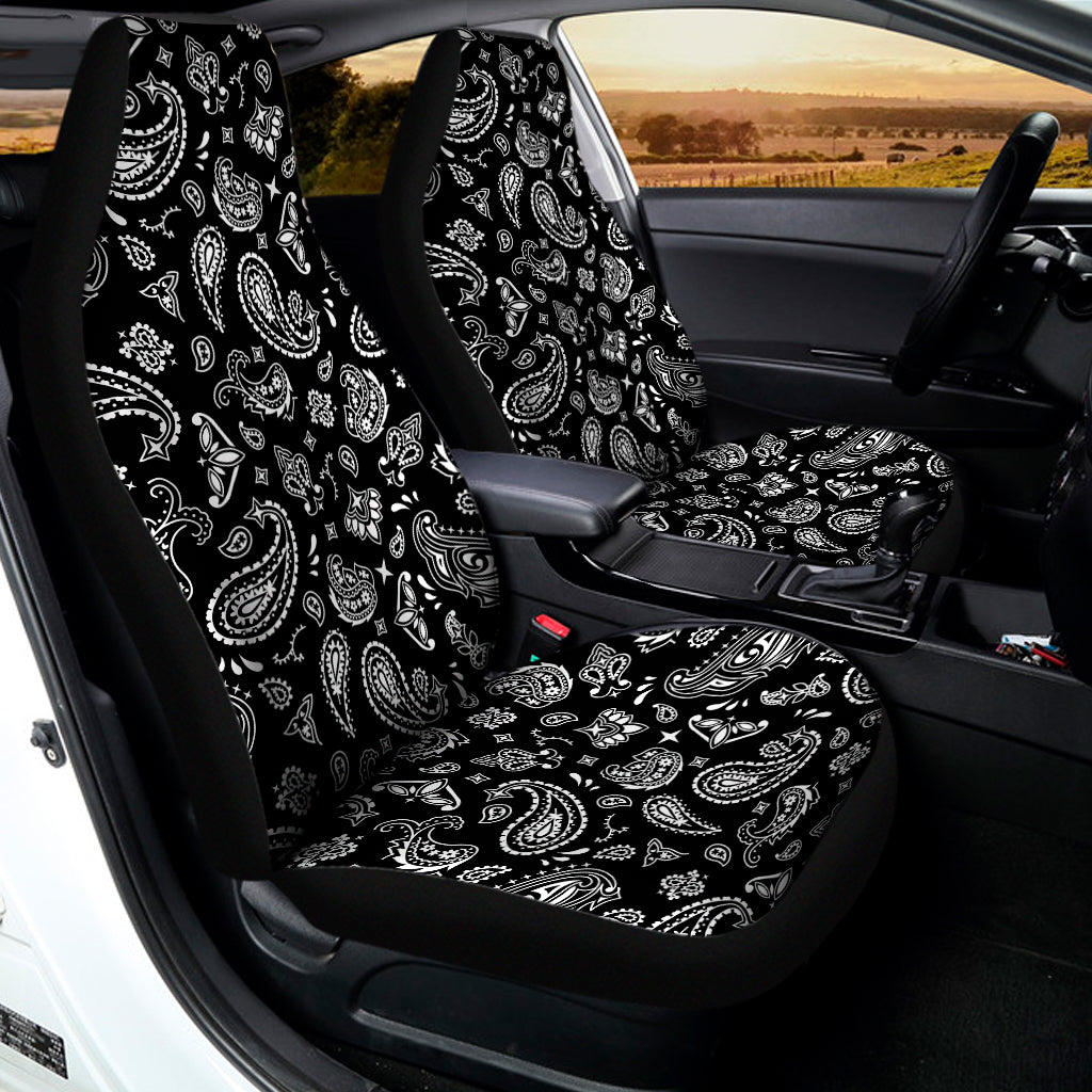 Black Paisley Bandana Pattern Print Universal Fit Car Seat Covers