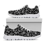 Black Paisley Bandana Pattern Print White Sneakers
