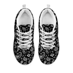 Black Paisley Bandana Pattern Print White Sneakers