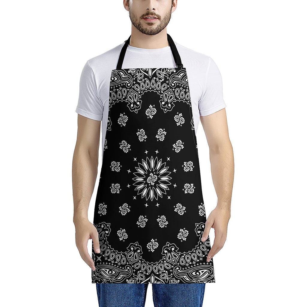 Black Paisley Bandana Print Apron