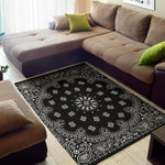 Black Paisley Bandana Print Area Rug