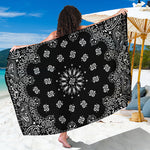 Black Paisley Bandana Print Beach Sarong Wrap