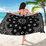 Black Paisley Bandana Print Beach Sarong Wrap