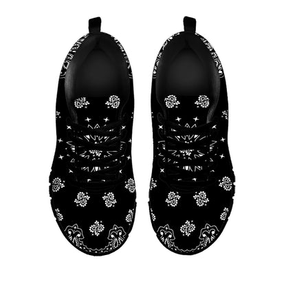 Black Paisley Bandana Print Black Sneakers