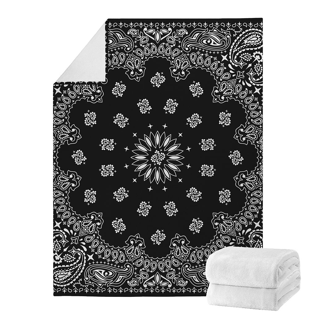 Black Paisley Bandana Print Blanket
