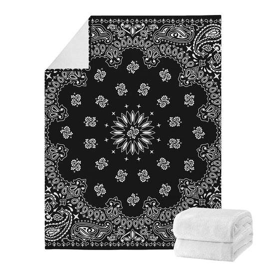 Black Paisley Bandana Print Blanket