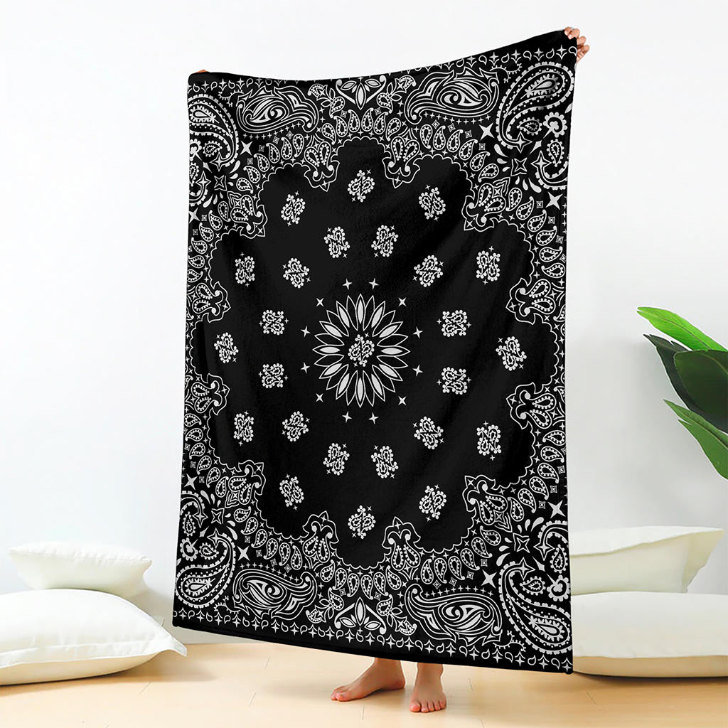 Black Paisley Bandana Print Blanket