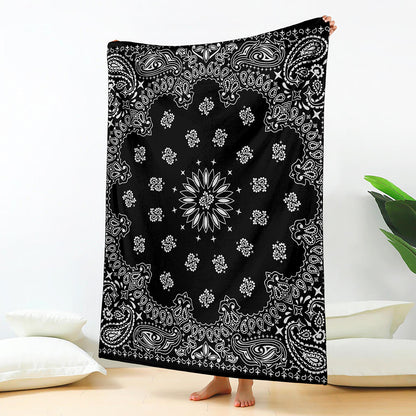 Black Paisley Bandana Print Blanket