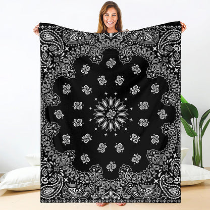 Black Paisley Bandana Print Blanket