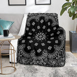 Black Paisley Bandana Print Blanket