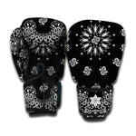 Black Paisley Bandana Print Boxing Gloves