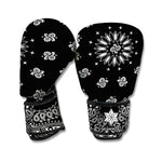 Black Paisley Bandana Print Boxing Gloves