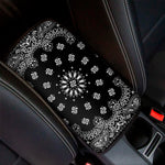 Black Paisley Bandana Print Car Center Console Cover