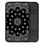 Black Paisley Bandana Print Car Center Console Cover