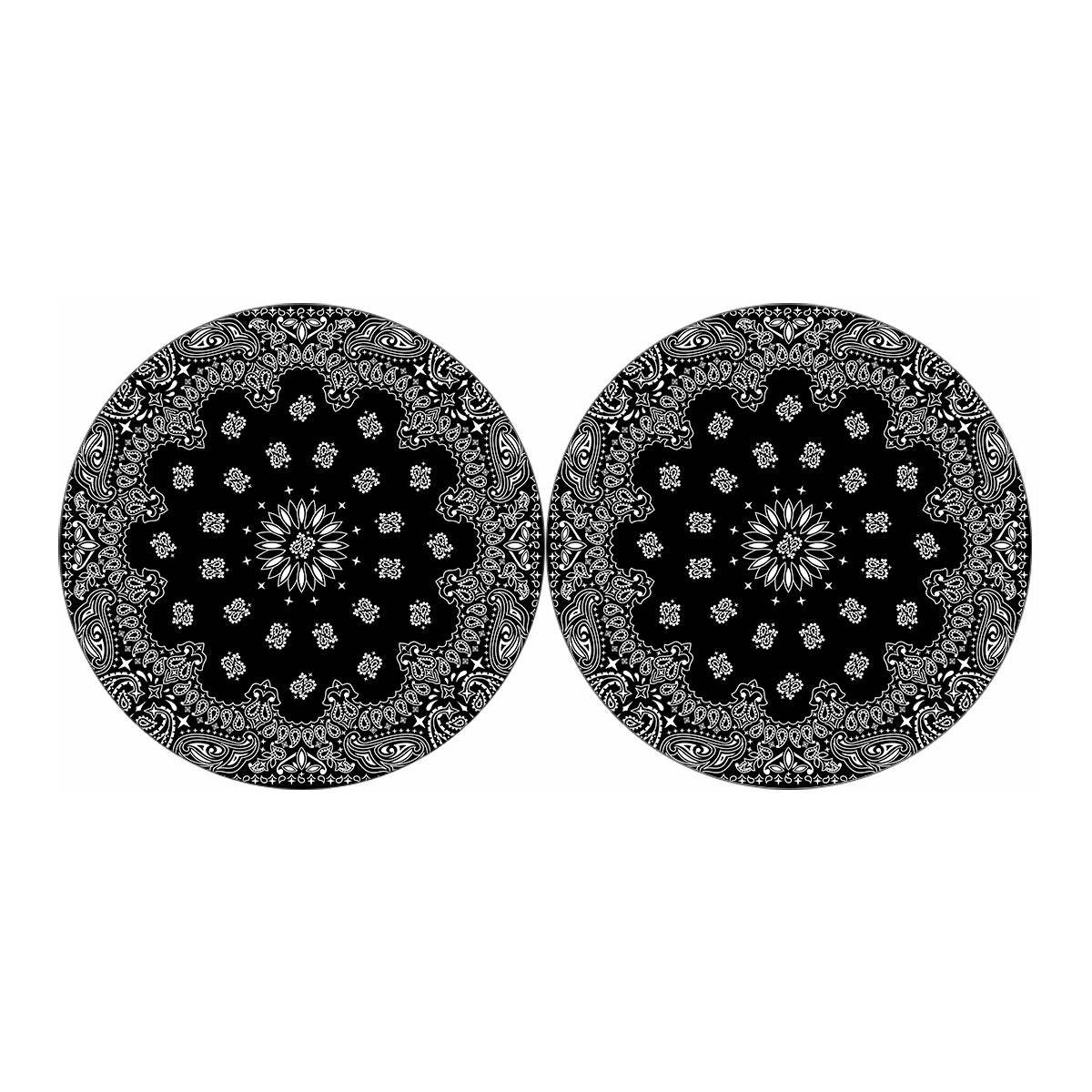 Black Paisley Bandana Print Car Coasters
