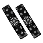 Black Paisley Bandana Print Car Seat Belt Covers