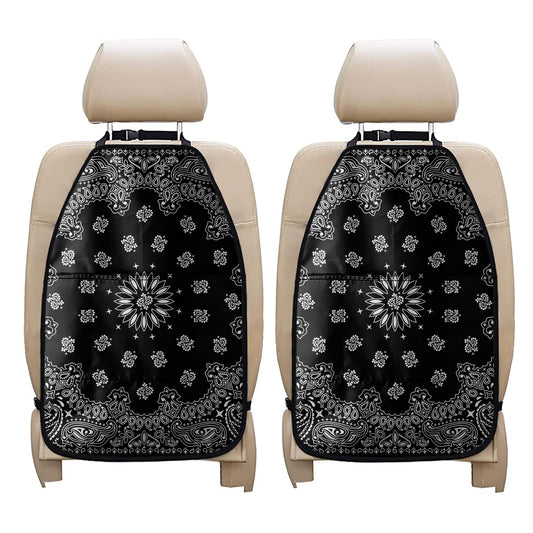 Black Paisley Bandana Print Car Seat Organizers