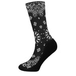 Black Paisley Bandana Print Crew Socks