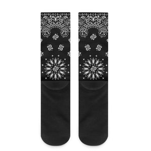 Black Paisley Bandana Print Crew Socks