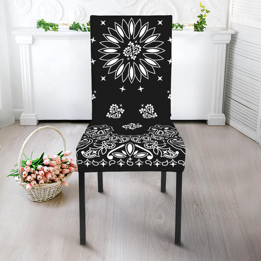 Black Paisley Bandana Print Dining Chair Slipcover
