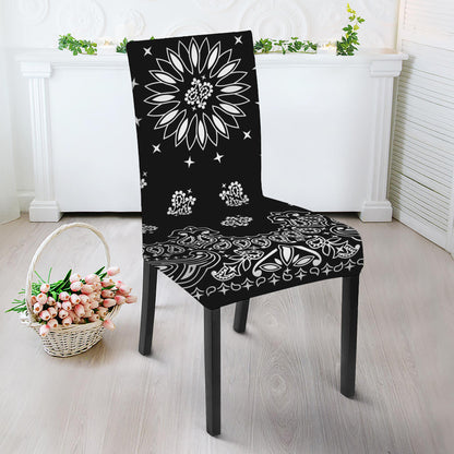Black Paisley Bandana Print Dining Chair Slipcover