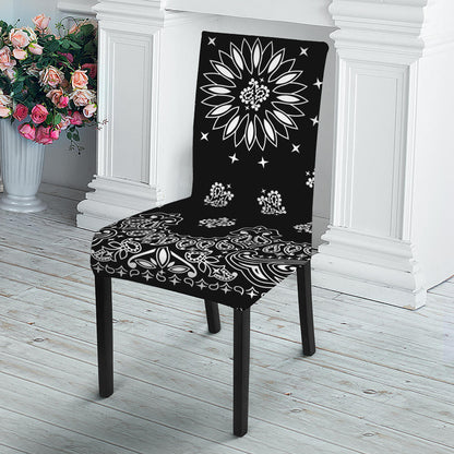 Black Paisley Bandana Print Dining Chair Slipcover