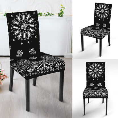 Black Paisley Bandana Print Dining Chair Slipcover