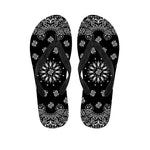 Black Paisley Bandana Print Flip Flops