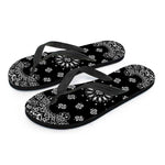 Black Paisley Bandana Print Flip Flops