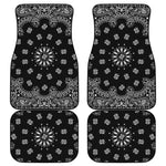 Black Paisley Bandana Print Front and Back Car Floor Mats