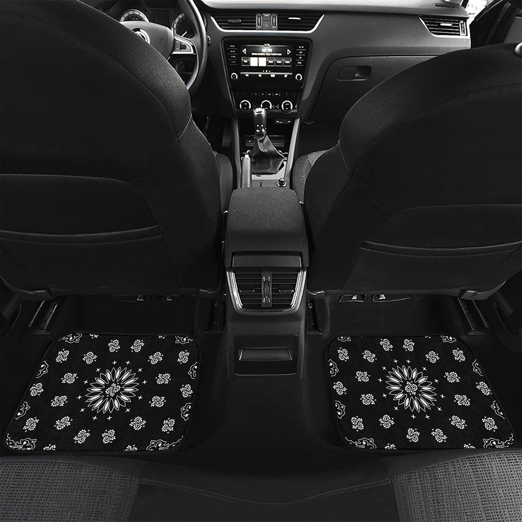 Black Paisley Bandana Print Front and Back Car Floor Mats