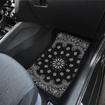 Black Paisley Bandana Print Front and Back Car Floor Mats