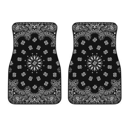 Black Paisley Bandana Print Front Car Floor Mats