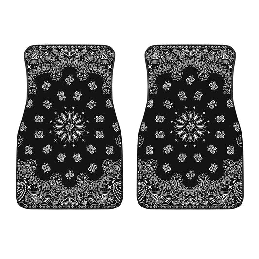 Black Paisley Bandana Print Front Car Floor Mats