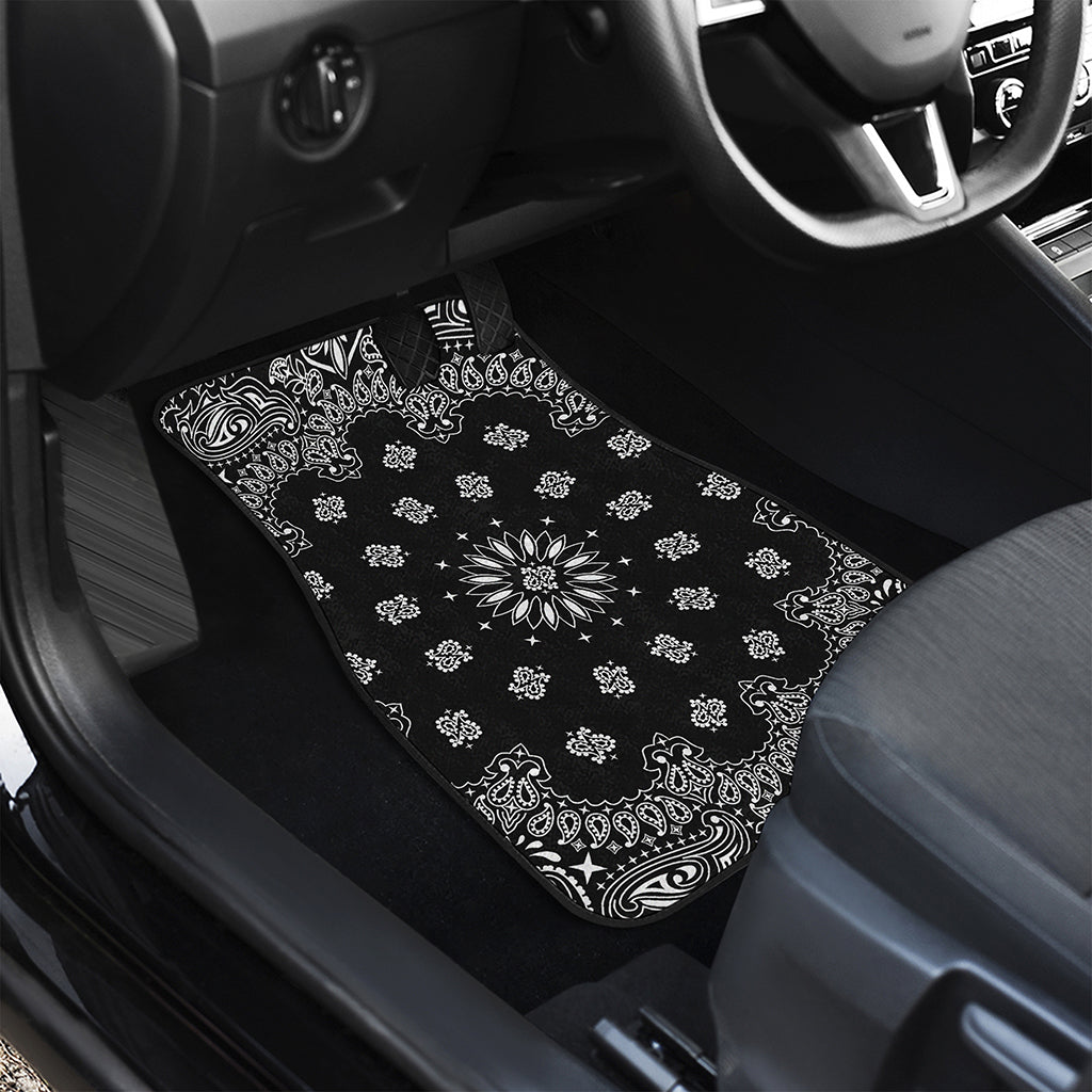 Black Paisley Bandana Print Front Car Floor Mats
