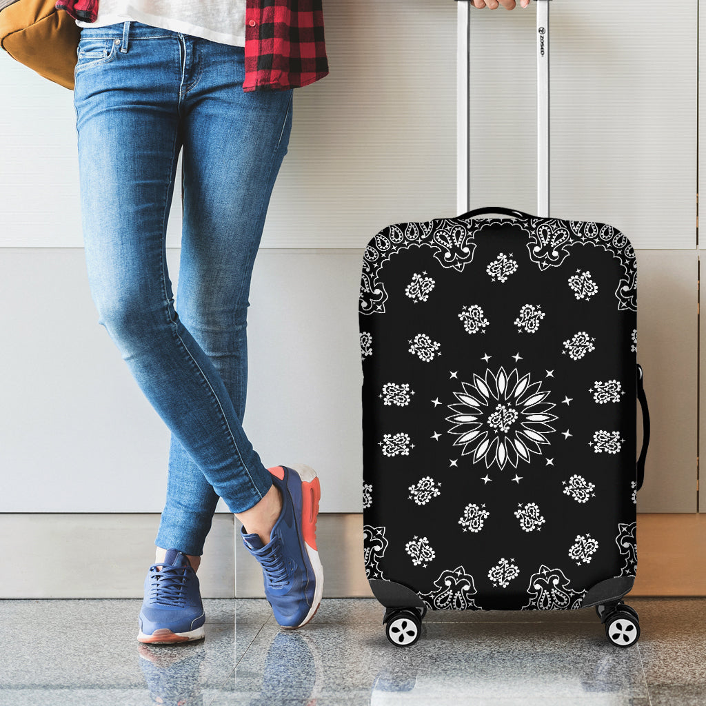 Black Paisley Bandana Print Luggage Cover