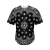 Black Paisley Bandana Print Men's Baseball Jersey