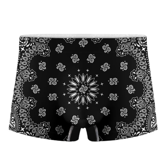 Black Paisley Bandana Print Men's Boxer Briefs