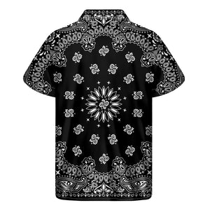 Black Paisley Bandana Print Men's Short Sleeve Shirt