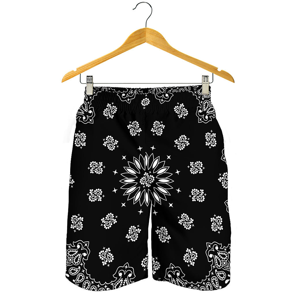 Black Paisley Bandana Print Men's Shorts