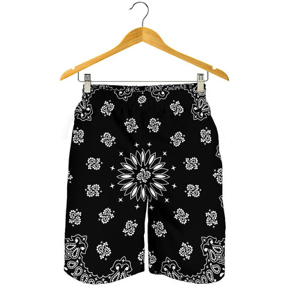 Black Paisley Bandana Print Men's Shorts